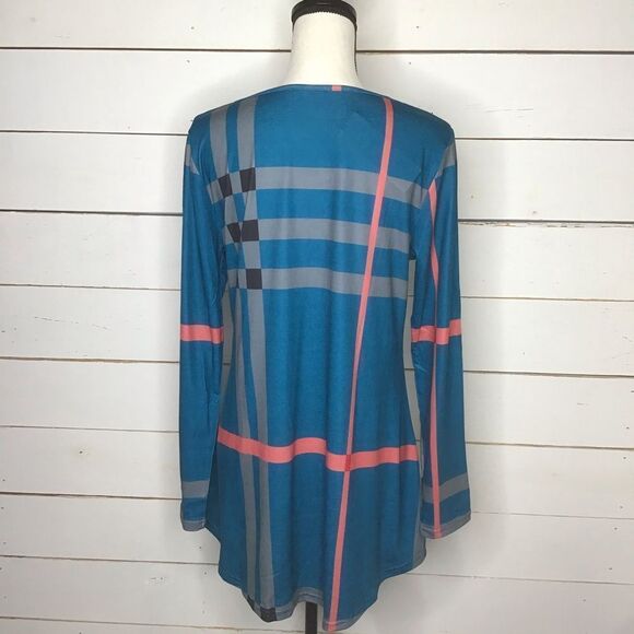 Furnex Long Sleeve Tunic, Loose Top Striped Shirt - Picture 2 of 7